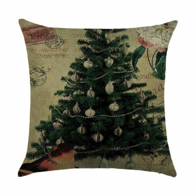 

Tailored Christmas Pillow Case Santa Cotton Linen Sofa Car Throw Cushion Cover Home Decor