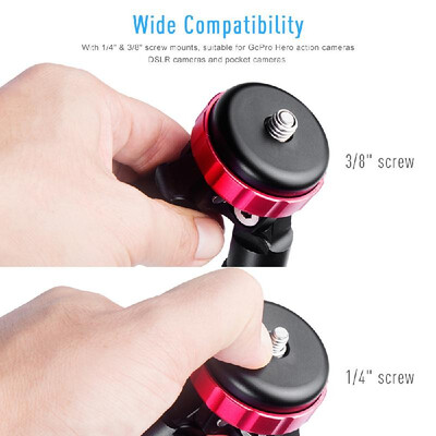 

Manbily MT-02 Portable Aluminum Alloy Desktop Tripod 2-Section Extendable Mini Tabletop Tripod 14 & 38 Inch Screw Mounts for Can
