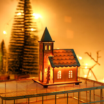 

〖Follure〗Small Wooden LED House Lighted Cabin For Party Wedding Decoration Christmas Toy