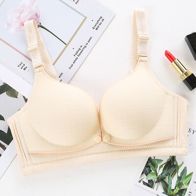 

Sexy Front Closure Large Size Bra Wire Free Padded 34 Cup Smooth Seamless Button Bralette Breathable Comfortable Bra Intimate