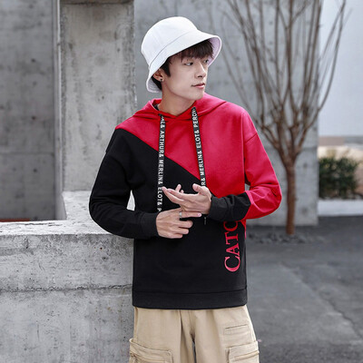 

Toponeto Mens New Fashion Autumn Winter Hooded Long Sleeved Jacket Stitching Color Tops