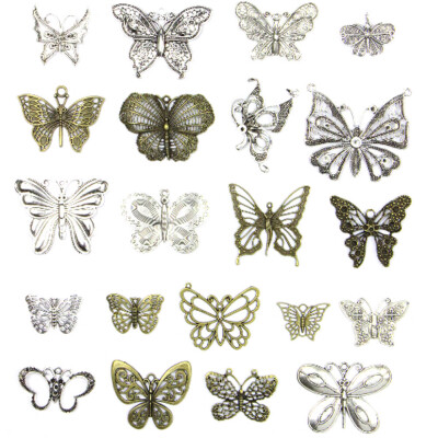 

Pack Assorted 21pcs Steampunk Antique Butterfly Charms Pendant for Crafting DIY Jewelry Accessories