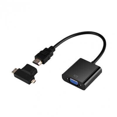 

HD to VGA Adaptor Cable Full HD 1080P HDTV Wire HD to MiniMicro HD 3 in 1 Connector Replacement for Laptop Notebook