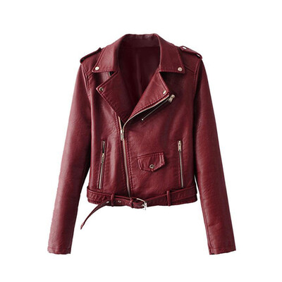 

Women Fashion Motorcycle Zipper PU Leather Coat Women Basic Street Jackets EFINNY Autumn New Short Faux Soft Leather Jacket