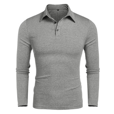 

Toponeto Fashion Mens Casual Solid Long Sleeve Turn-down Collar T Shirts Tops Blouses