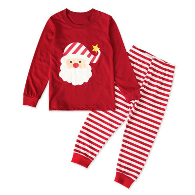 

hilittlekids Autumn Baby Boy Girl Cute Santa Claus Pattern Long Sleeve Tops T-shirt Trousers Outfits Set