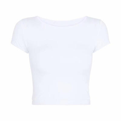 

Summer European Women Crop Tops Solid Color Short Sleeve T-shirt Sports Top