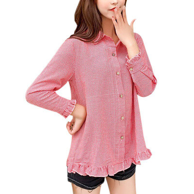 

Plus Size Blouse Women Long Sleeve Loose Blouse Shirts Blouse Plaid Print Loose Lapel Blouse Vintage Long Sleeve Casual Tops