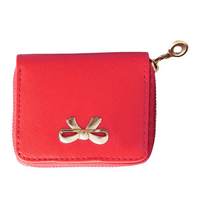 

Women Bow Wallet Faux Leather Zip Coin Purse Clutch Handbag Mini Card Holder
