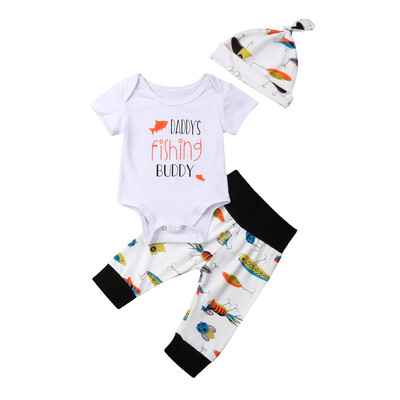 

Newborn Baby Boy Girl Outfits Clothes Short Sleeve Tops RomperPants 3pcs Set