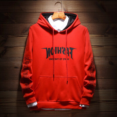 

Gobestart Mens Casual Fashion Letter Print Pullover Hooded Loose Hooded Sweater Coat