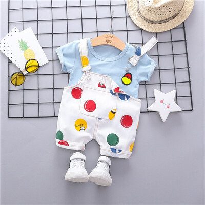 

Summer Baby Girls Clothing Sets Infant Clothes Suits Stripe T Shirt Strap Shorts Kids Sportswear Children Casual Wear 12-36M