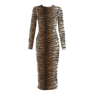 

Leopard Print Long Sleeve Sexy Slim Bodycon Dress Autumn Winter Women Streetwear Party Long Dresses vestidos de fiesta