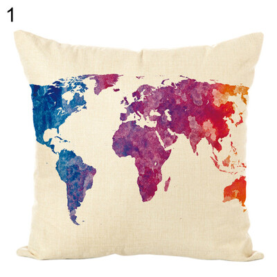 

45x45cm Geography Map Throw Pillow Case Cushion Cover Sofa Bed Office Home Decor