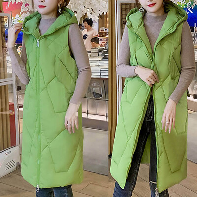 

Tailored Women Solid Long Outerwear Cotton Jackets Pocket Loose Hooded Vest Coats