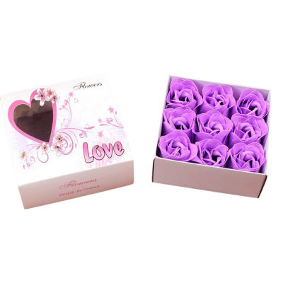 

9Pcs Artificial Scented Rose Petal Bouquet Gift Box Bath Body Flower Soap Gift Wedding Party Favor