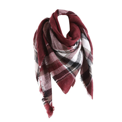 

Gobestart Women Winter Warm Color Stitching Long Wool Shawl Plaid Soft Neck Scarf