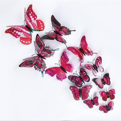 

12Pcs 3D Double layer Butterfly Wall Sticker on the wall for Home Decor DIY Butterflies Fridge Magnet stickers Room Decoration