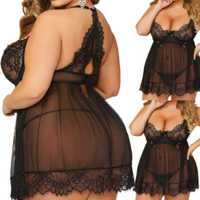 

Plus Size Sexy-Lingerie-Sleepwear-Lace-Women-G-string-Dress-Underwear Nightwear