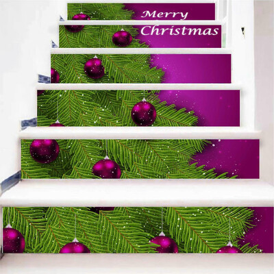 

Tailored Christmas Decor Stairs Stickers Self Adhesive Wall Mural Decals DIY Home 6PCS