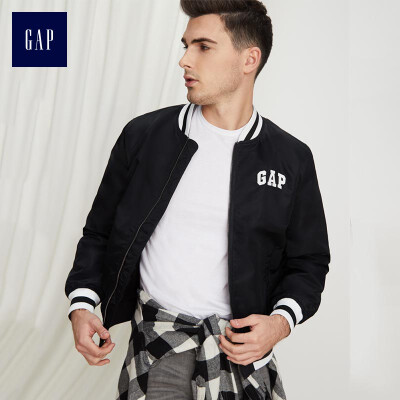

GAP flagship store mens casual baseball uniform jacket winter mens jacket stand collar logo shirt 422315 positive black 185124A