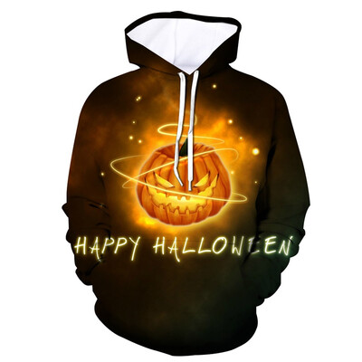 

Toponeto Mens Scary Halloween Pumpkin 3D Print hooded Party Long Sleeve Hoodie Blouse