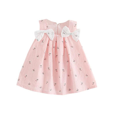 

Summer Fashion Baby Dress Kid Girls Suspenders Print Bow Vest Dresses Baby Clothes