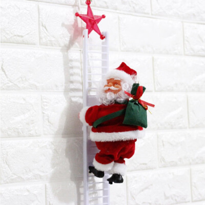 

Santa Climbing Ladder Electric 1Pcs Figurine Ornament Toy For Christmas Party Home Door Wall Decoration Surprise Kids