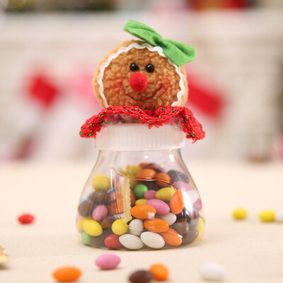 

JPGIF Christmas Candy Transparent Sealed PP Cans Childrens Gift Bear Doll Xmas Decor