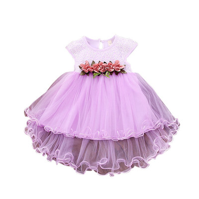 

Infant Kids Baby Girl Clothes Summer Floral Print Sleeveless Cotton Princess Party Dresses Mesh Girls Clothes Girls Ball Gown