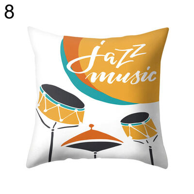 

Jazz Music Drum Cello Tuba Pillow Case Cushion Cover Bed Car Cafe Office Decor