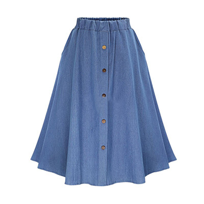 

Solid A-Line Single Breasted denim Skirt Women New Arrival Summer Autumn Cute Casual Knee harajuku high waist vadim
