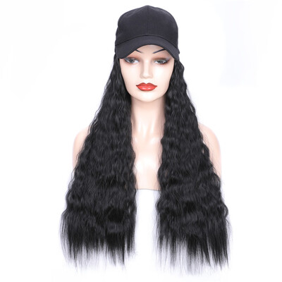 

Gobestart Baseball Cap Hat Wig Wavy Curly Long Synthetic Hair Hat Hairpiece Wigs For Women