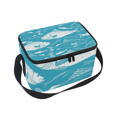 

ALAZA Lunch Box Insulated Ocean Fish Lunch Bag Large Cooler Tote Bagfor Men Women