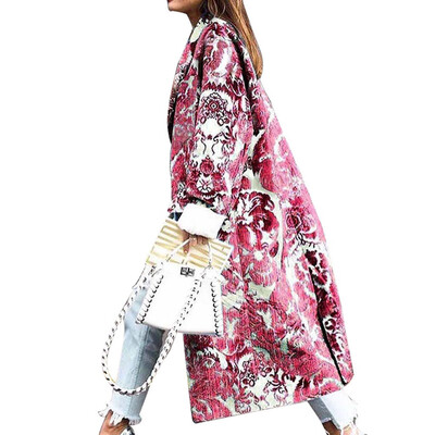 

New Arrival Autumn And Winter Fashion Women Fold Collar Jacket Coat Long Sleeve Single-Breasted Long Cardigan Coat