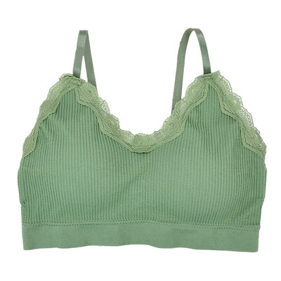 

Seamless Beauty Back Thread Wrapped Chest Lace Stitching Solid Color V-Neck Tube Top