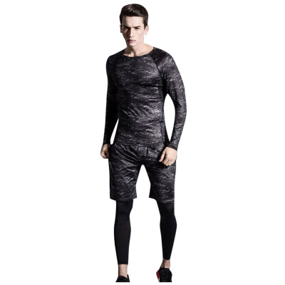 

Toponeto Fashion Mens Printed Elastic Fitness Breathable Fast Drying Sports Tight Suit