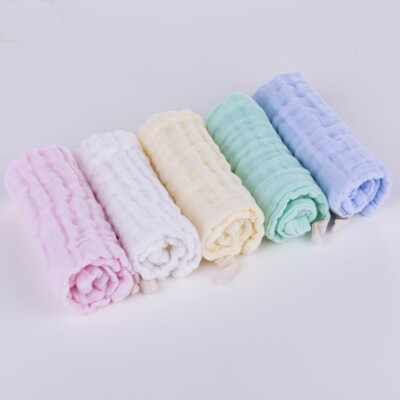 

2Pcs Candy-colored Baby 6-layer Washed Gauze Cotton Handkerchief Wash Towel