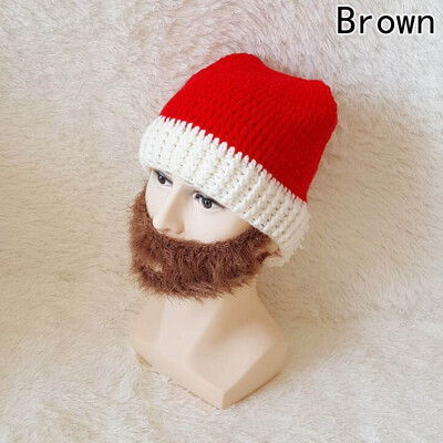 

Santa Claus Hat Beard Christmas Cap Handmade Knitted Soft Plush Santa Funny Beard