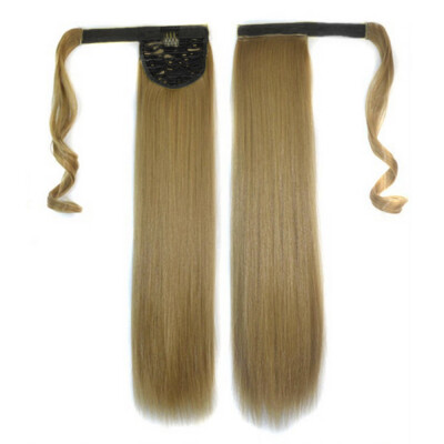 

Gobestart Real New Clip In Human Hair Extension Straight Pony Tail Wrap Around Ponytail