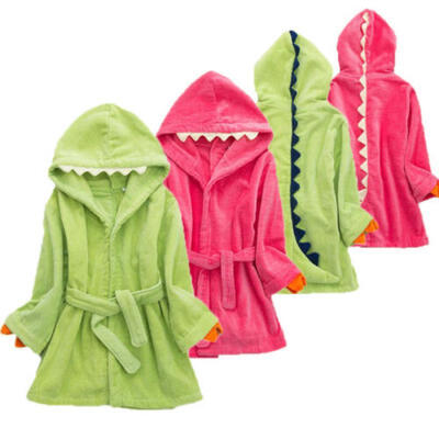 

UK Kids Childrens 100 Cotton Cute Bathrobe Terry Towelling Hooded Bath Robe