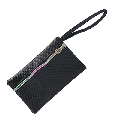 

Fashion Faux Leather Women Card Cash Phone Holder Bag Zipper Purse with Strap