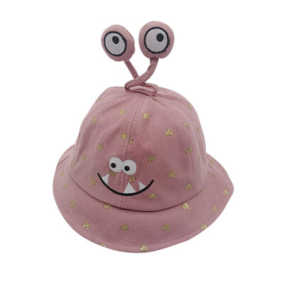 

Autumn Baby Boys Girls Hats Toddler Cartoon Print Bucket Hats With Ear Caps Reversible Sun Headwear