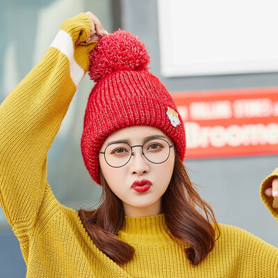 

Autumn&winter new curling Joker Tiger embroidery knit hat geometric embroidery wool hat men&women couples warm hat