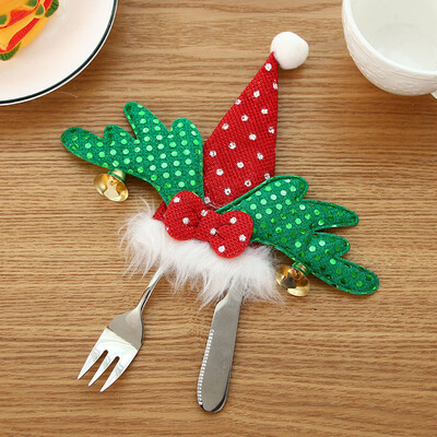 

Tailored Christmas Tree Ornament Dinnerware Cover Candy bags Xmas Fork Tableware BagA