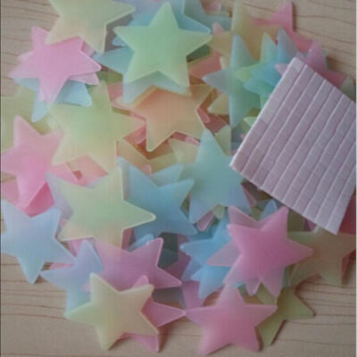 

100 pcpack 3D Wall Stickers Childrens Bedroom Stickers Night luminous Stars Fluorescent Glow In The Dark Stars Bedroom Decor