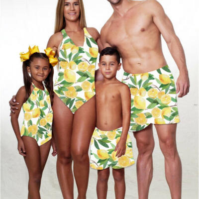 

Family Matching Swimwear Mother Father Girls Boys Kids Fruits One piece Bikini