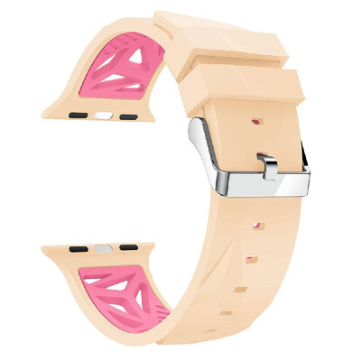 

38mm Bicolor Silicone Buckle Watch Band Strap Two Tone Replacement Wristband for Men Women for Apple Watch iWatch Series 1234