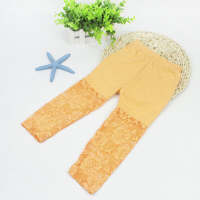 

Summer Girls Leggings Pants Lace cotton Children Clothing Flower Girl Knee Pants 2-7Y