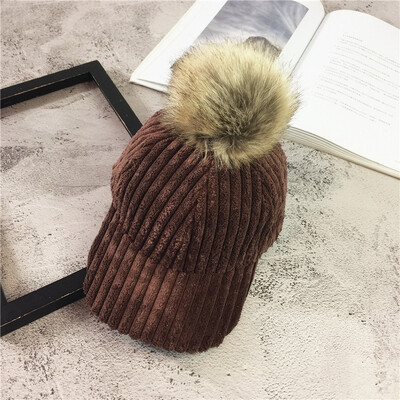 

Hat Women autumn&winter Korean fashion wool ball baseball hat fashion student Hat Winter thickening lovely Street cap